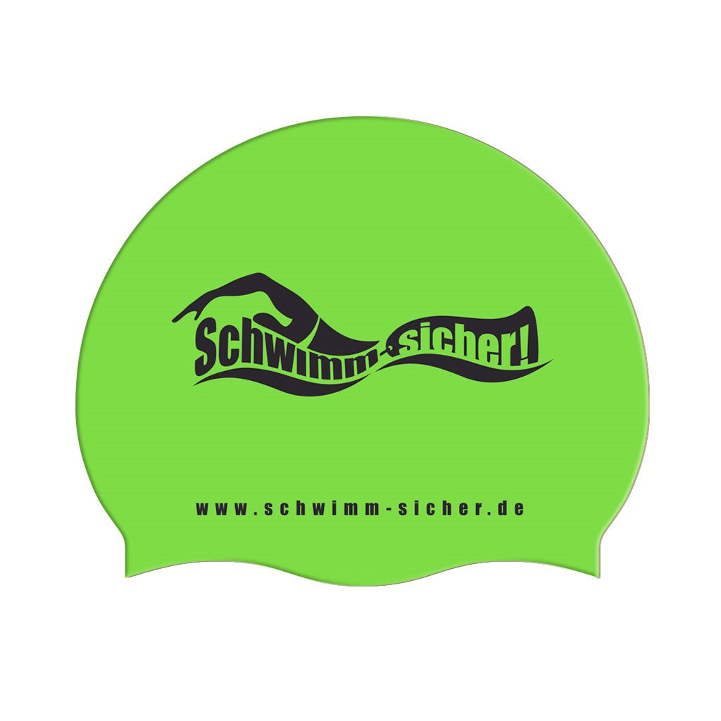 Silicone Cap, Badekappe, neongrün